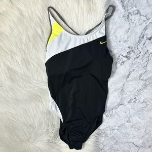 NIKE BLACK & YELLOW ONE PIECE SWIMSUIT Size 14